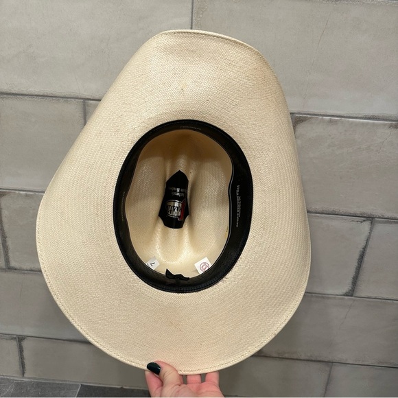 Justin straw cowboy hat western cowgirl red black tan 7 long oval 6X regal Toyo - Picture 8 of 16